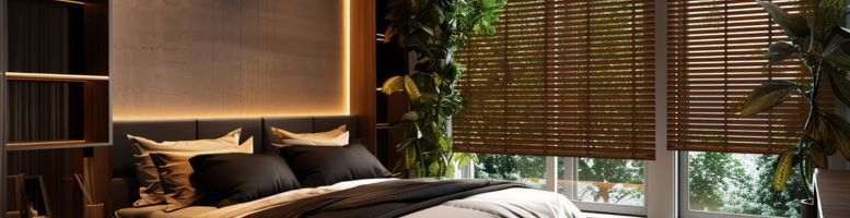 Bedroom bamboo blinds