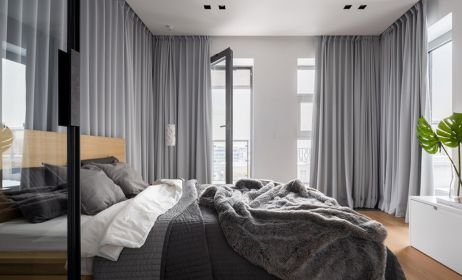 Bedroom silk curtains