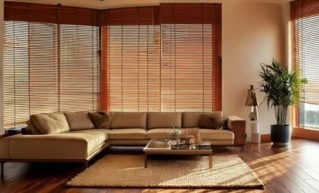 Living room bamboo blinds