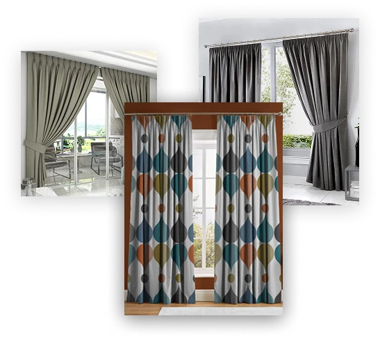 Textured pinch pleat curtains