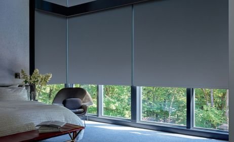 Bedroom motorized blinds