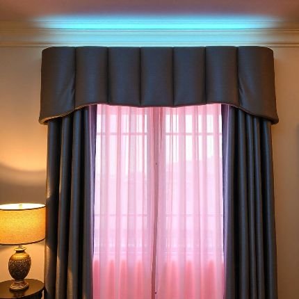 Black And Pink Pelmet Curtains